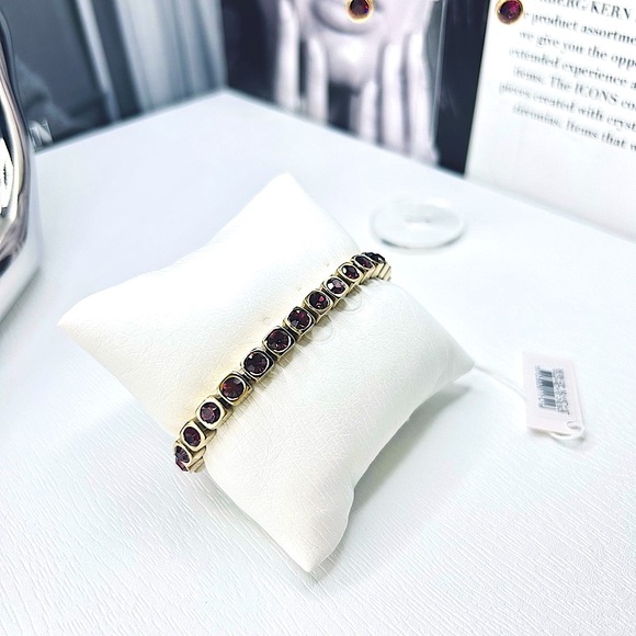 Gold Amethyst Tennis Bracelet | Sparkling Crystal Purple Jewelry |Gift-Ready NWT - Picture 4 of 10